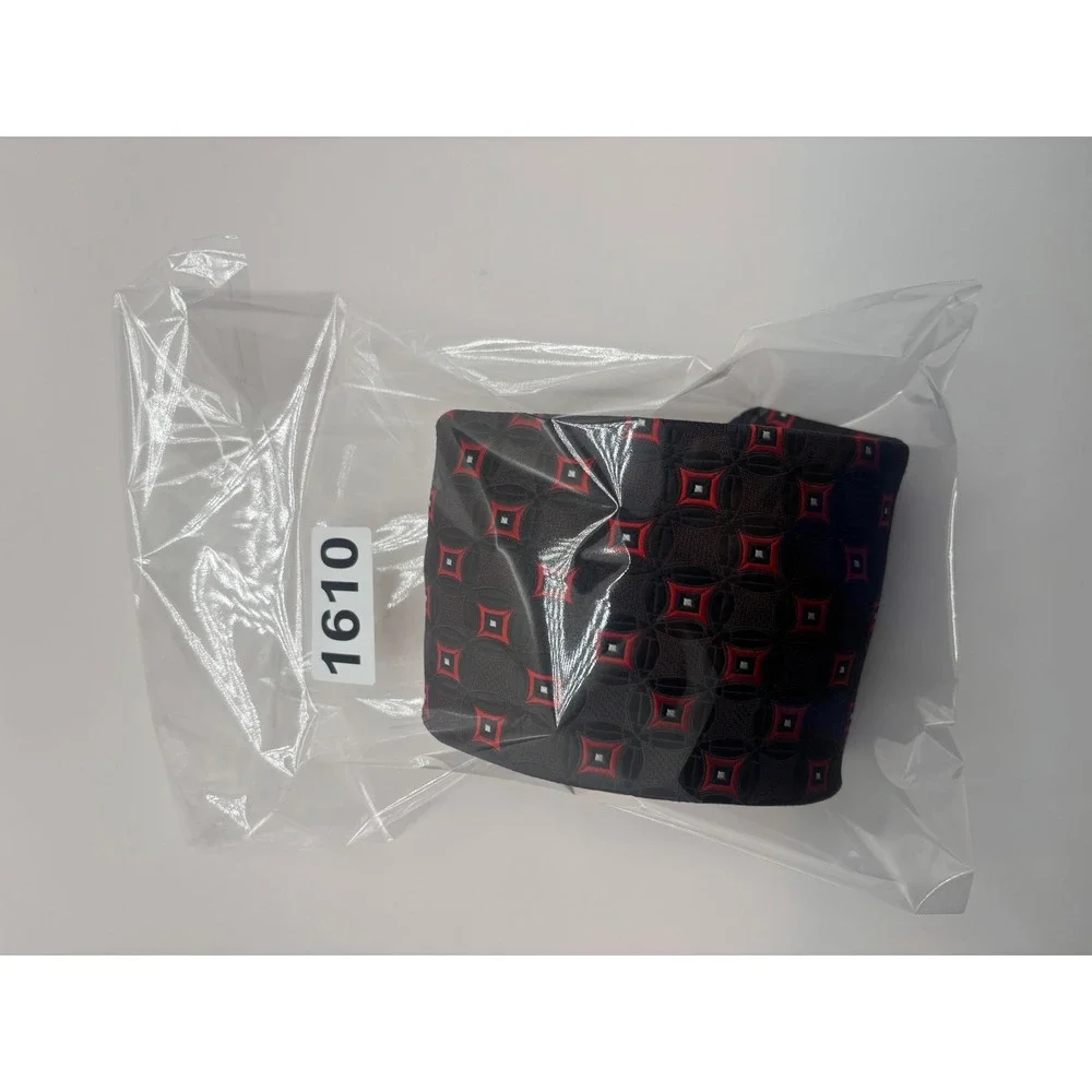 Valerio Garati Mens Geometric Necktie Red Black White Diamond Pattern Hand Made